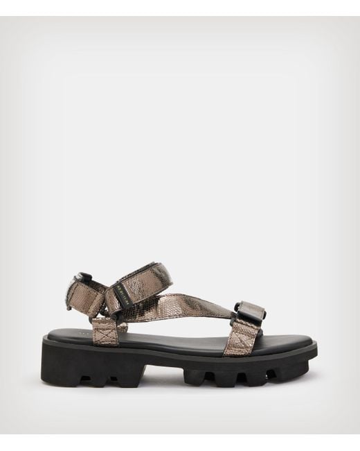 AllSaints Metallic Women's Atlanta Leather Shimmer Sandals