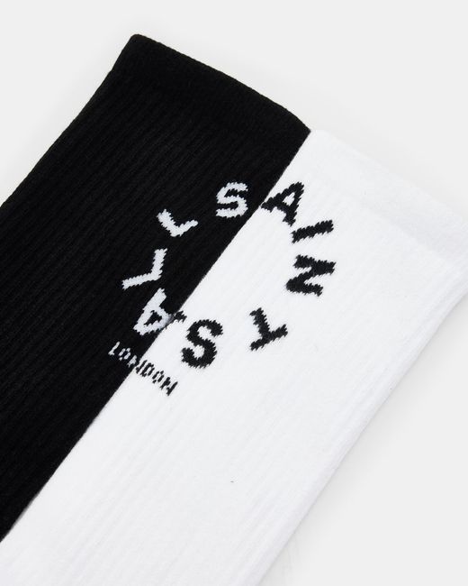 AllSaints Black Tierra Logo Socks 2 Pack for men