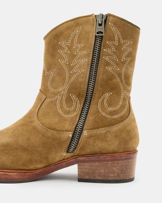 AllSaints Natural Jacques Suede Western Boots for men