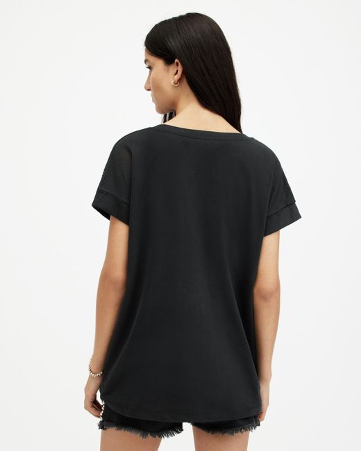 AllSaints Black Imogen Boy Tassel Front T-shirt,