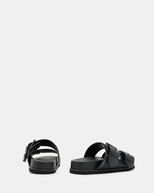 AllSaints Black Sian Leather Buckle Sandals