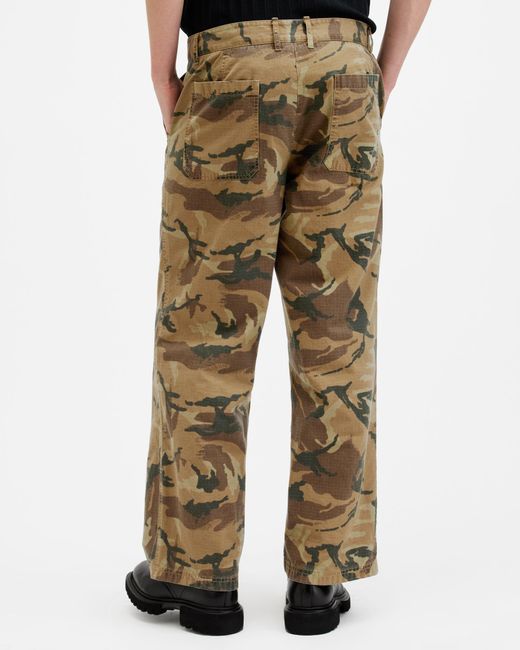 AllSaints Blue Gaspar Camouflage Relaxed Fit Trousers,, Camo for men