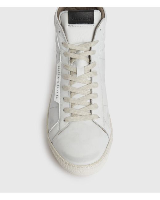 AllSaints White Miles High Top Leather Trainers for men