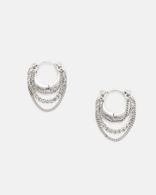 AllSaints Metallic Trudy Small Chain Hoop Earrings,