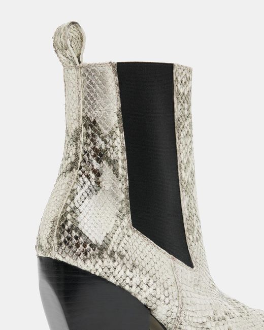 AllSaints White Ria Pointed Snake Leather Boots