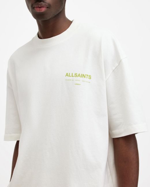 AllSaints White Access Oversized Crew Neck T-shirt, for men
