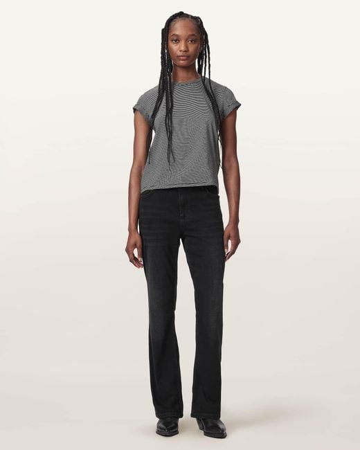 AllSaints Black Haldan Slim Bootcut Denim Jeans