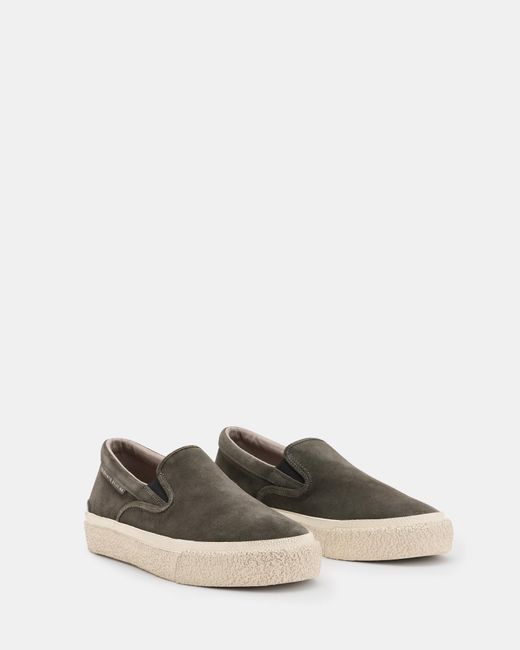 AllSaints White Navaho Suede Slip On Trainers for men