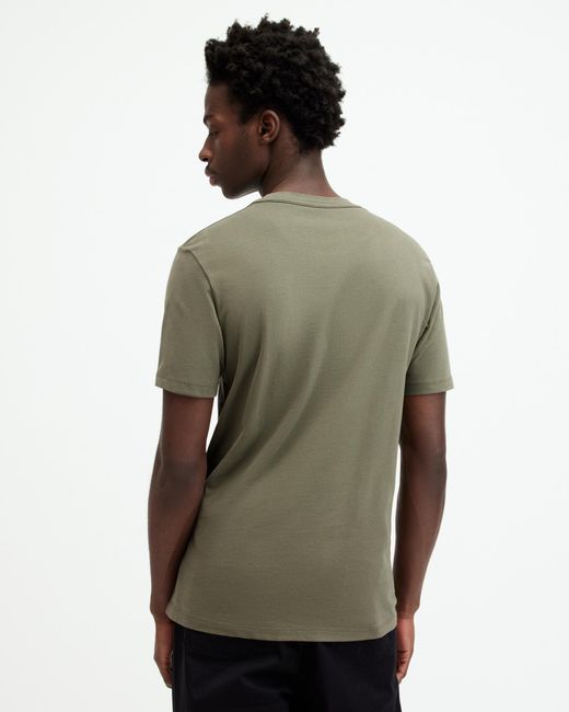 AllSaints Green Brace Brushed Cotton Crew Neck T-shirt, for men
