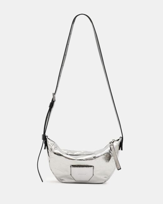 AllSaints White Madea Leather Crossbody Bag,, Gunmetal