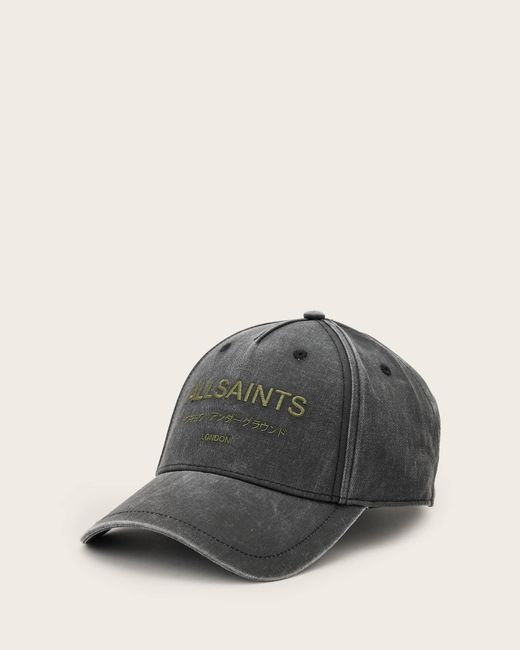 AllSaints Gray Underground Logo Print Baseball Cap for men