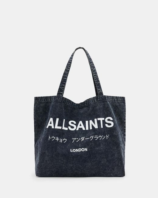 AllSaints Blue Underground Logo Printed Tote Bag for men