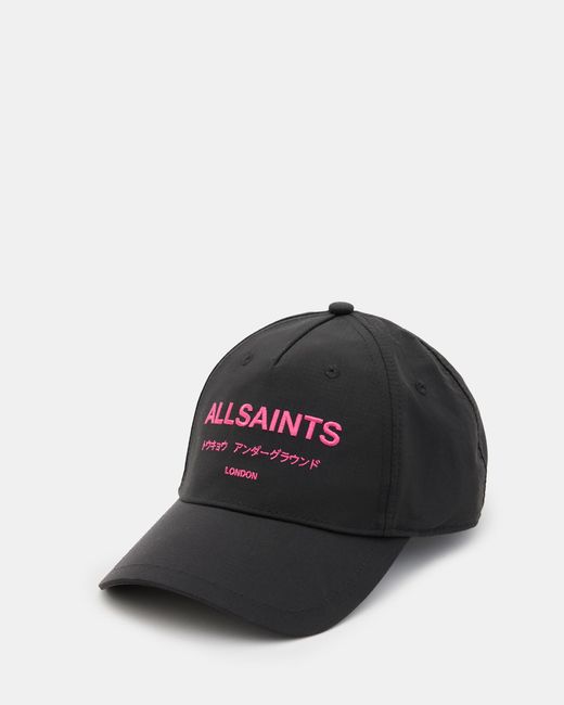 AllSaints Black Underground Nylon Logo Baseball Cap,, /Hot for men