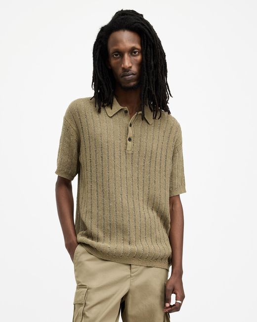 AllSaints Multicolor Miller Open Stitch Relaxed Fit Polo Shirt for men