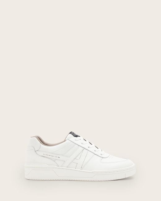 AllSaints White Leather Vix Low Top Round Toe Leather Trainers, /Us 6/Eu 36