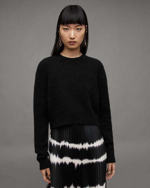 AllSaints Black Curtis 2-in-1 Tie Dye Pleated Midi Dress
