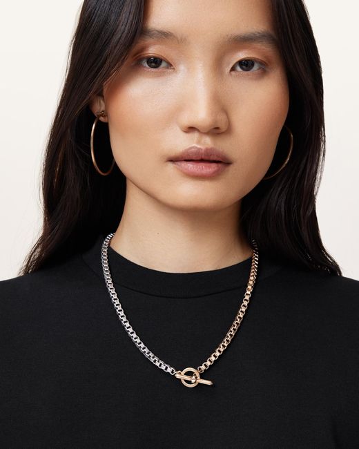 AllSaints Natural Box Two Tone Necklace