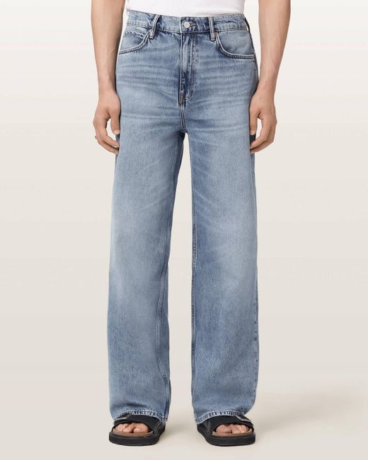 AllSaints Blue Lenny Wide Leg Denim Jeans for men