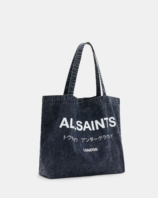 AllSaints Blue Underground Logo Printed Tote Bag for men