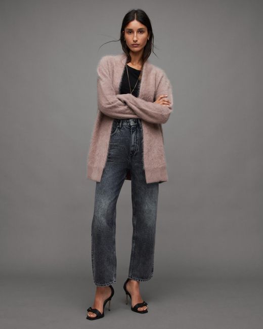 AllSaints Gray Tessa Recycled Brushed Cashmere Cardigan