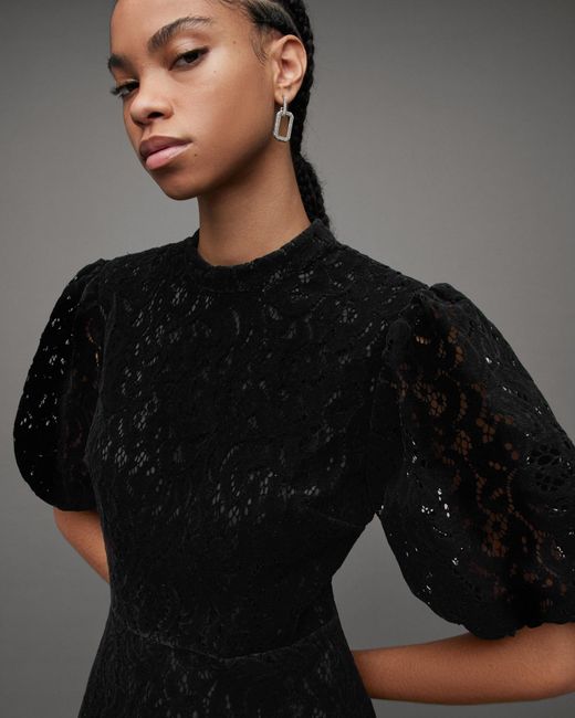 Black high neck lace dress clearance
