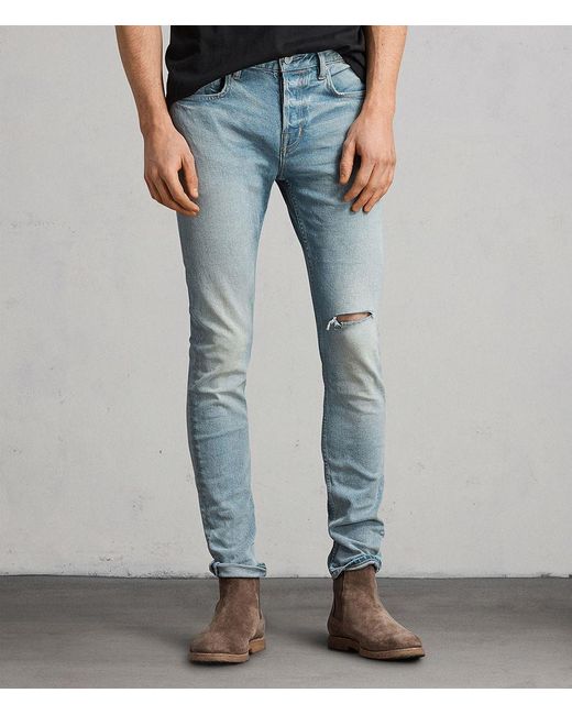 AllSaints Blue Index Cigarette Skinny Jeans for men