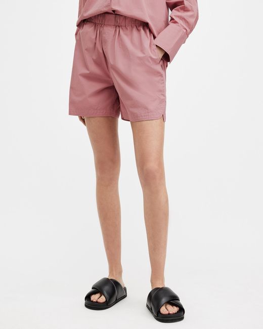 AllSaints Red Karina Relaxed Fit Shorts