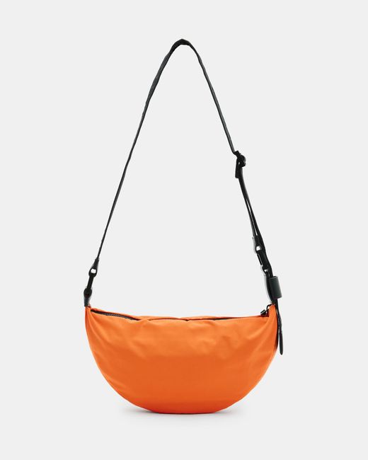 AllSaints Orange Half Moon Recycled Crossbody Bag