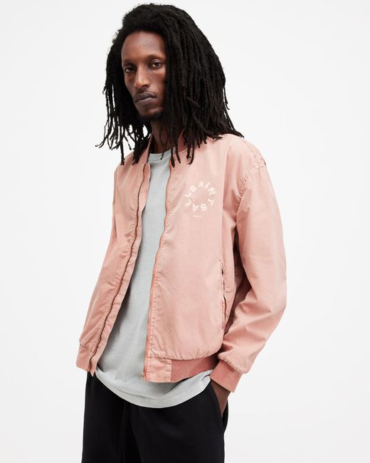 AllSaints Pink Tierra Faded Oversized Bomber Jacket for men