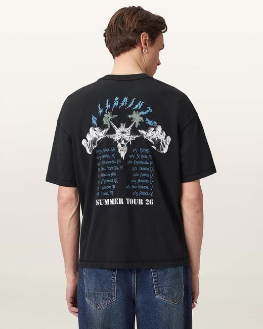 AllSaints Black Palm Ripper Short Sleeve Graphic T-Shirt for men