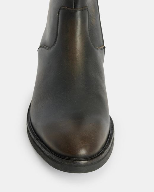 AllSaints Black Lang Leather Zip Up Boots for men