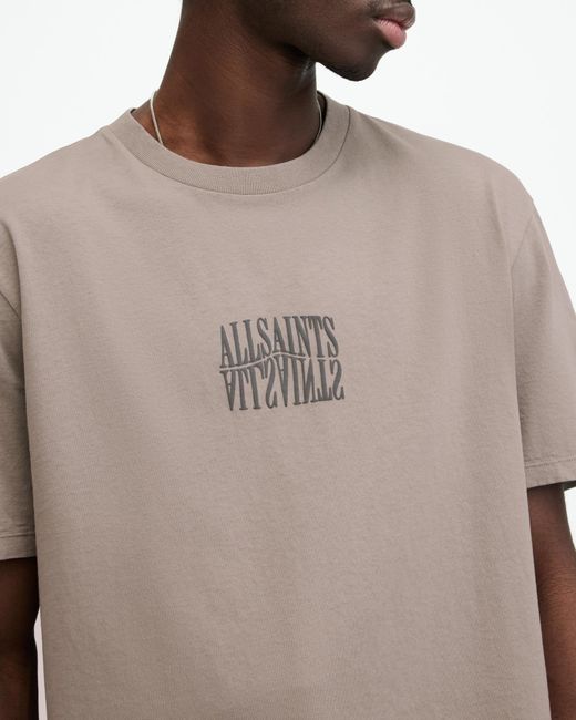 AllSaints Natural Varden Relaxed Fit Warped Logo T-shirt for men