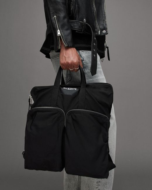 AllSaints Black Force Multiple Pocket Recycled Backpack, for men