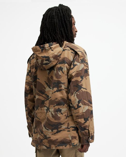 AllSaints Blue Remo Relaxed Fit Camouflage Jacket, for men