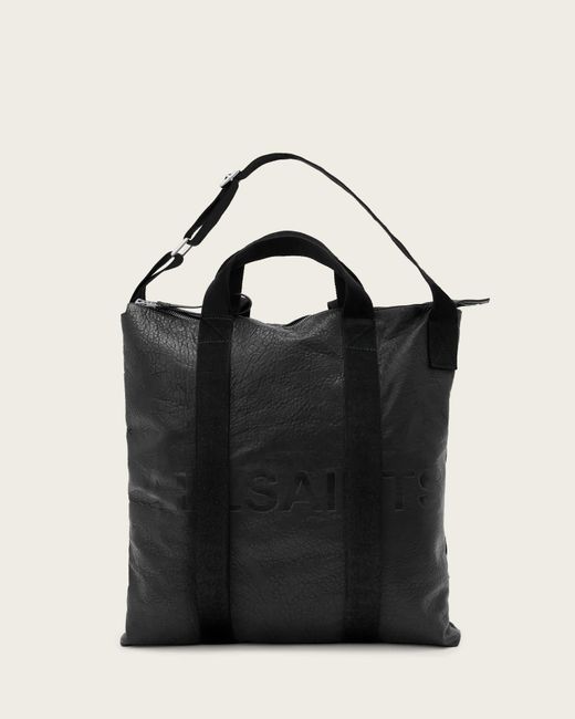 AllSaints Black Kei Leather Multi-Use Backpack for men