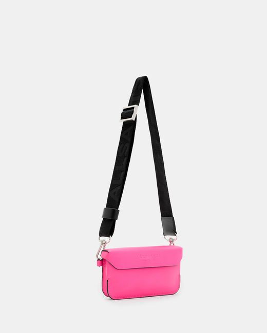 AllSaints Pink Zoe Adjustable Leather Crossbody Bag