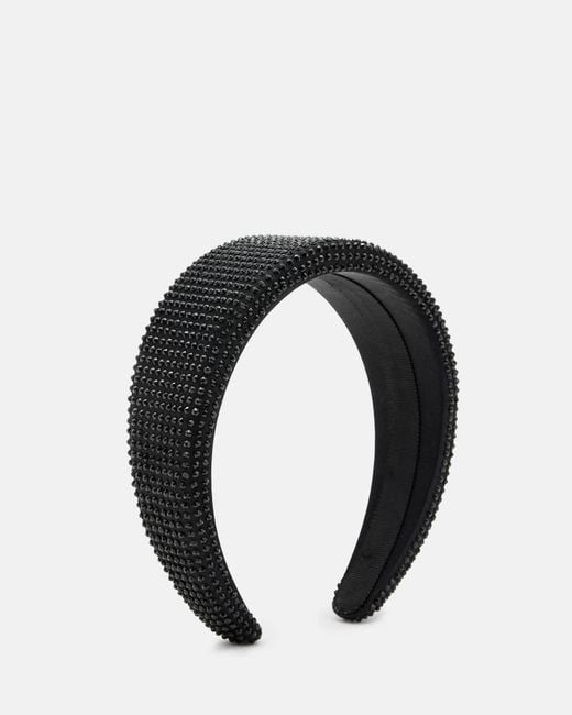 AllSaints Black Holly Silk Embellished Headband