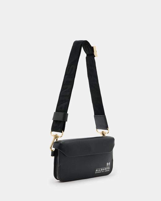 AllSaints White Zoe Adjustable Logo Leather Crossbody Bag