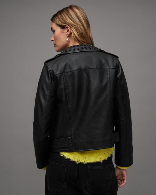 AllSaints Multicolor Balfern Studded Leather Biker Jacket