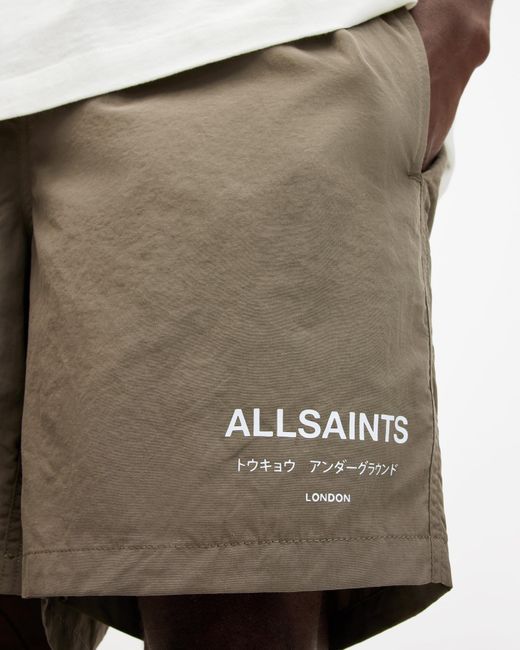 AllSaints Natural Underground Elastic Waist Logo Swimshorts for men
