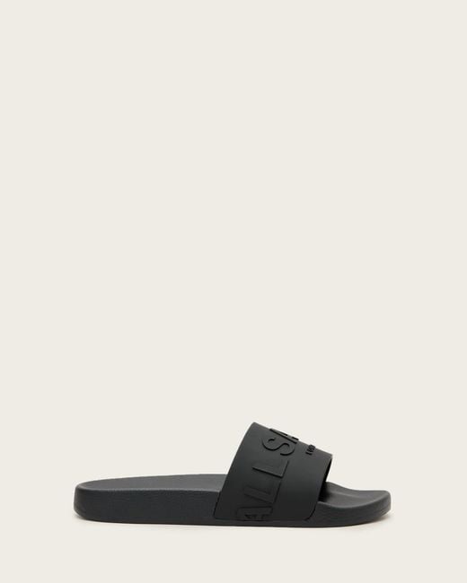AllSaints Black Biggy Slip On Logo Sliders