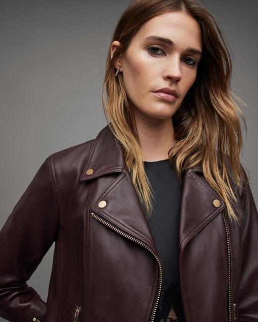 Oxblood allsaints shop leather jacket