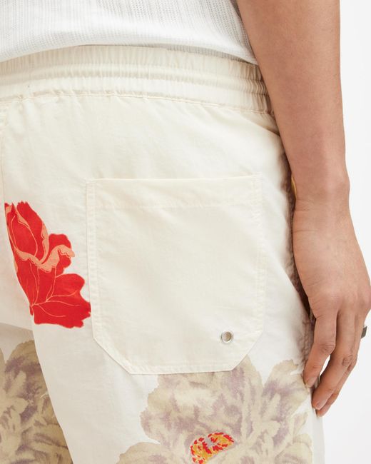AllSaints White Roze Slim Floral Print Swim Shorts, for men