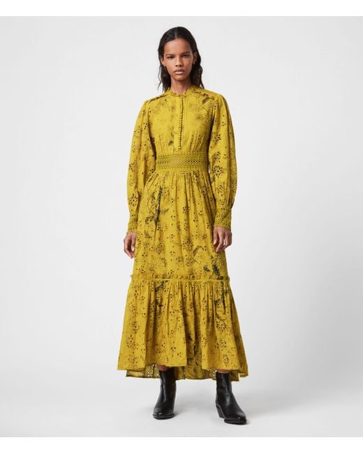 AllSaints Green Women's Sia Demoir Broderie Dress