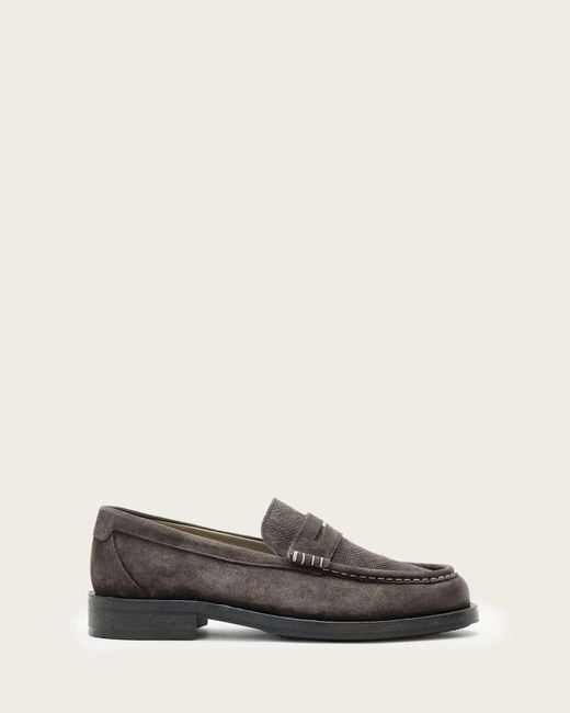 AllSaints White Cow Suede Bloom Suede Loafers, /Us 9/Eu 42 for men