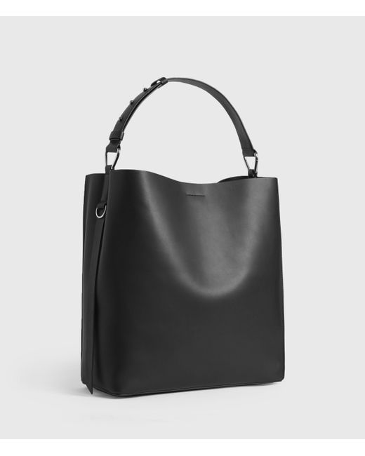 AllSaints Black Celadine North South Leather Tote Bag