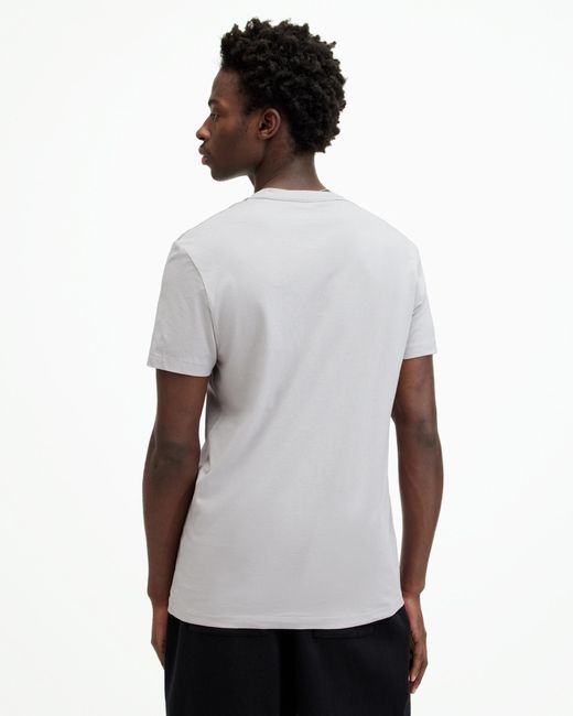 AllSaints White Tonic Crew Neck Slim Ramskull T-shirt, for men