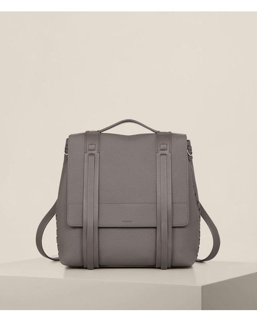 AllSaints Gray Finlea Leather Backpack
