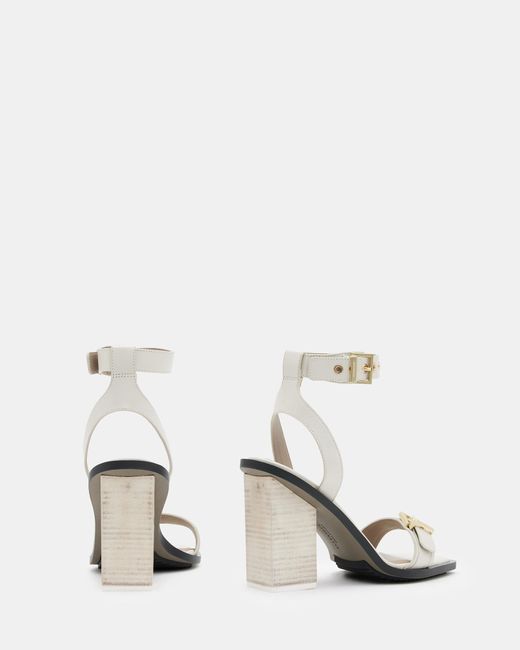 AllSaints White Pamela Leather Heel Sandals