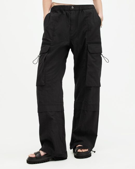AllSaints Black Barbara Adjustable Cuffed Cargo Trousers,